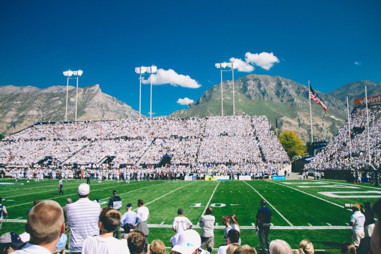 American Football Fan Watching a game